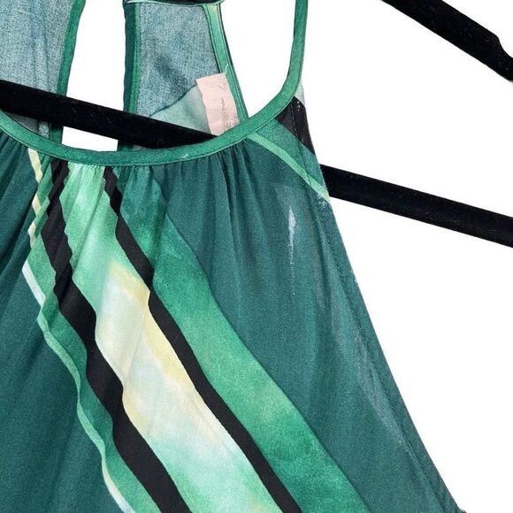 Forever 21 Contemporary Green Striped Halter Keyhole Sleeveless Mini Dress XS - Picture 7 of 16